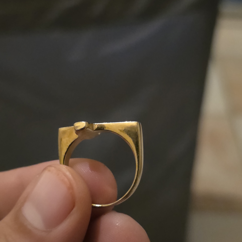 Gold Cross Ring - Polished Gold Tone - Picture 2 of 6
